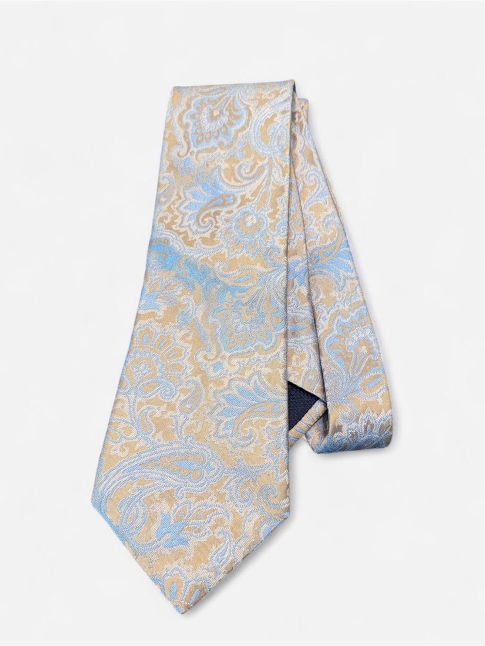 Daniel Cremieux Paisley Necktie in Light Blue and Beige